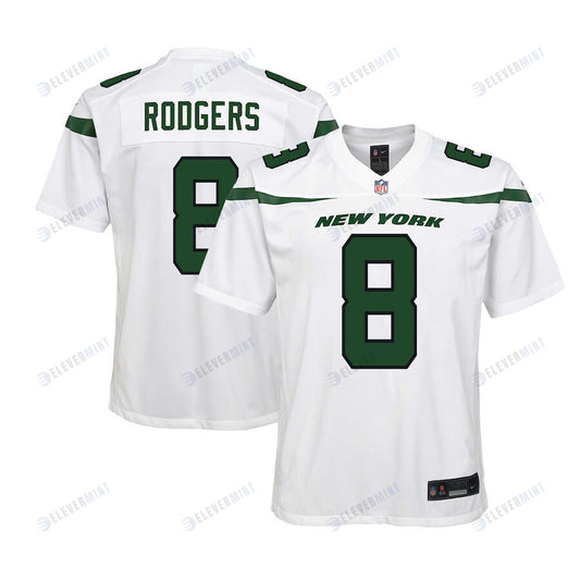 Aaron Rodgers 8 New York Jets YOUTH Game Jersey - White